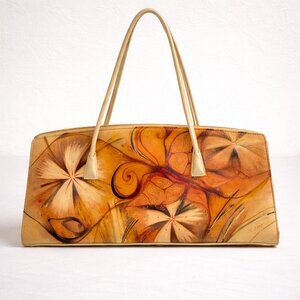 Bambas Hand Painted Leather Shoulder Bag One of a Kind Wearable Art Butterfly